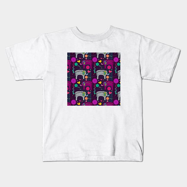 Elephant Pattern Kids T-Shirt by AnimalPatterns